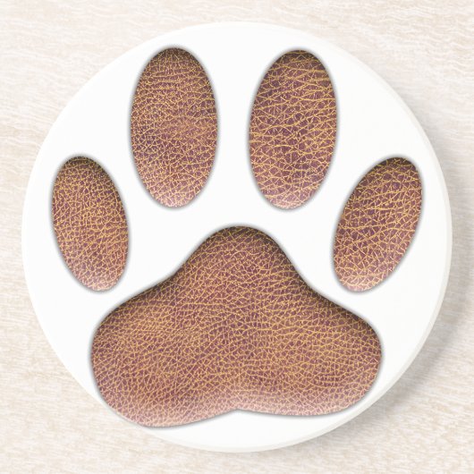 Leather Texture Dog Paw Print コースター (正面)