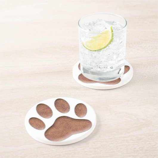 Leather Texture Dog Paw Print コースター (側面)