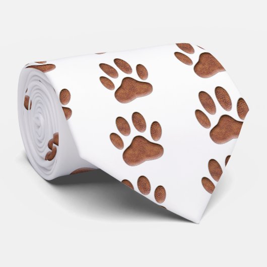 Leather Texture Dog Paw Print ネクタイ (ロール)