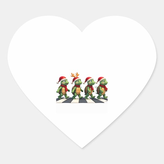 Leatherback Sea Turtle Crossing Road Xmas T-Shirt ハートシール (正面)