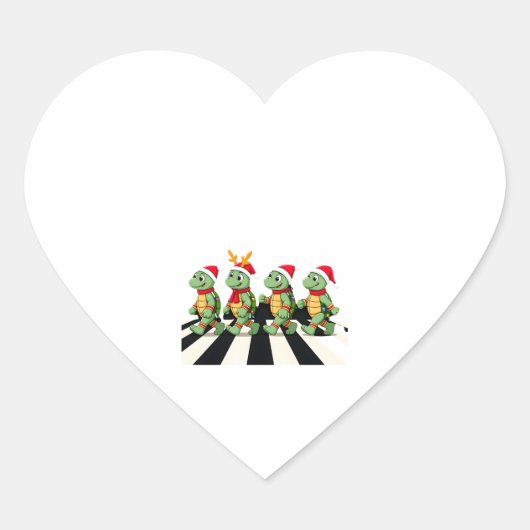 Leatherback Sea Turtle Crossing Road Xmas T-Shirt ハートシール (正面)