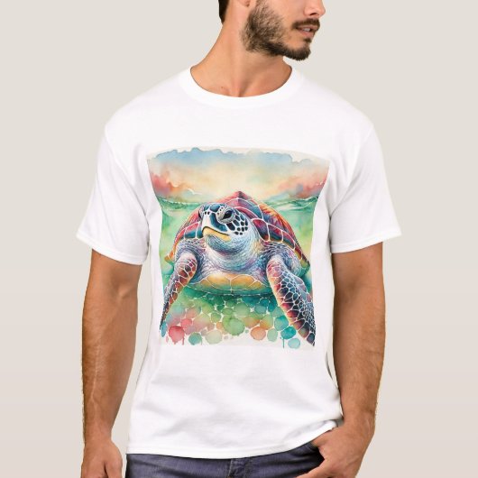 Leatherback Turtle 240824AREF102 - Watercolor Tシャツ (正面)