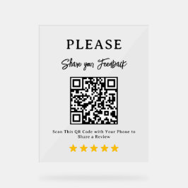 Leave a Review QR Code Business Display Sign アクリルサイン