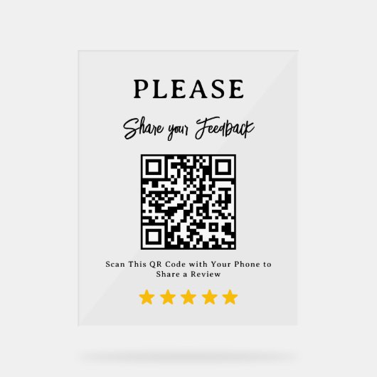 Leave a Review QR Code Business Display Sign アクリルサイン (正面)