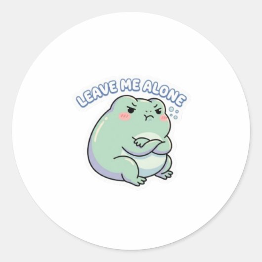 Leave Me Alone Frog Sticker Cute Angry Frog Meme K ラウンドシール (正面)