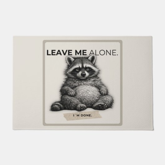 Leave Me Alone Raccoon Doormat | Funny Introvert ドアマット (正面)