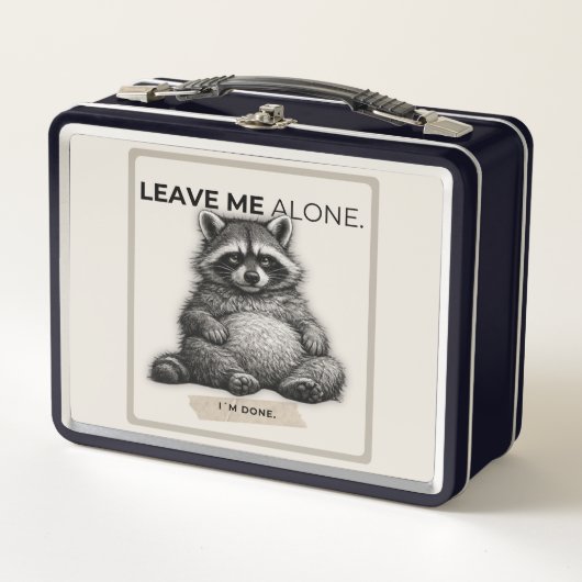Leave Me Alone Raccoon Lunch Box | Funny Introvert メタルランチボックス (正面)
