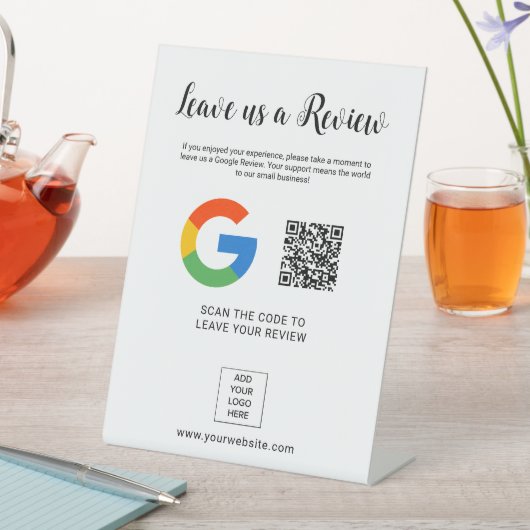 Leave us a Review Custom Logo QR Code 台座サイン (インサイチュ)