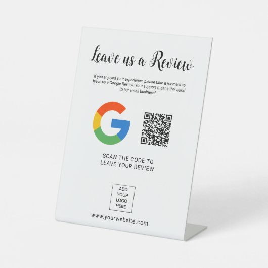 Leave us a Review Custom Logo QR Code 台座サイン (正面)