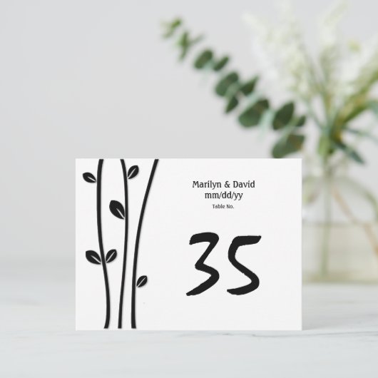 Leaved Black Branchesテーブル番号 ポストカード (スタンド正面)