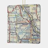 Leavenworth KSヴィンテージマップ セラミックオーナメント (左)