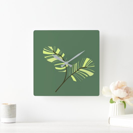 Leaves abstract スクエア壁時計 (ホーム)