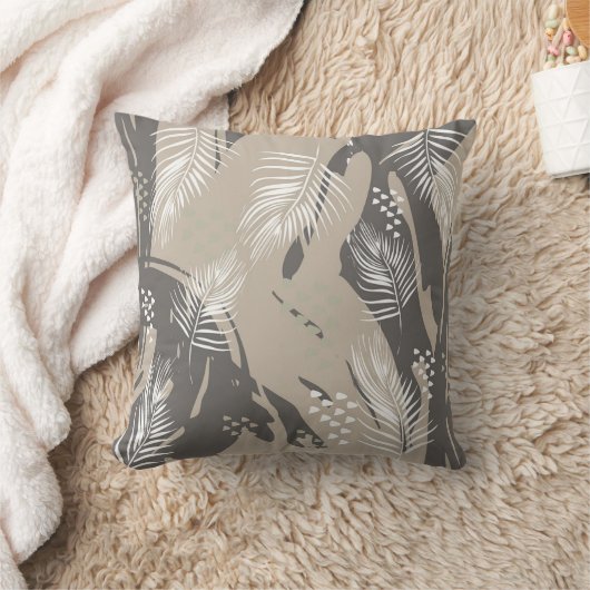 Leaves and gray pattern クッション (ブランケット)
