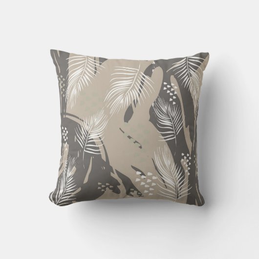 Leaves and gray pattern クッション (正面)