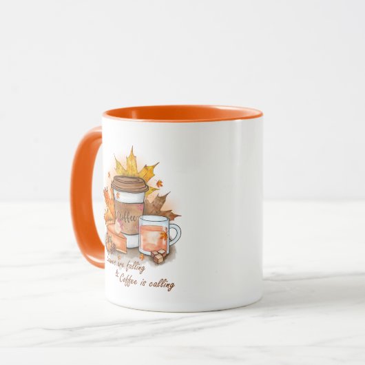 Leaves Are Falling Coffee Is Calling マグカップ (正面左)