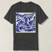 Leaves branch cobalt blue talavera tile clay inter tシャツ (デザイン正面)
