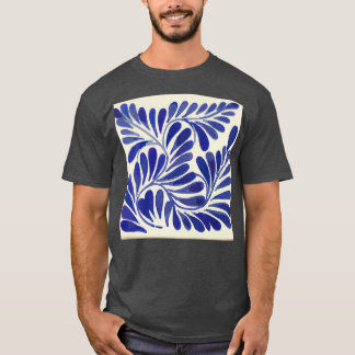Leaves branch cobalt blue talavera tile clay inter tシャツ