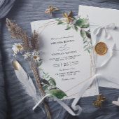 Leaves Eucalyptus Gold Budget QR Code Wedding 招待状
