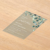 Leaves Greenery Watercolor Flowers Modern Arch アクリル招待状 (レイダウン)