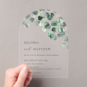 Leaves Greenery Watercolor Flowers Modern Arch アクリル招待状 (インサイチュ (ポータブル))
