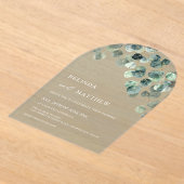 Leaves Greenery Watercolor Flowers Modern Arch アクリル招待状 (レイダウン)