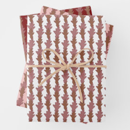 Leaves in Rich Reds Holiday Gift Paper ラッピングペーパーシート