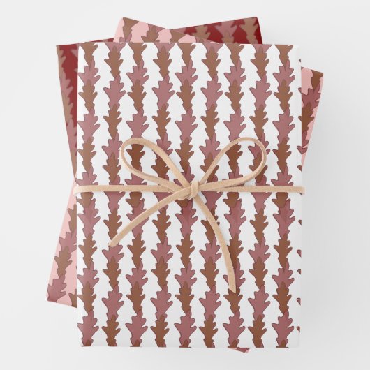Leaves in Rich Reds Holiday Gift Paper ラッピングペーパーシート (インサイチュ)