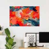 Leaves In The Wind – Abstract Autumn Motion ポスター (ホームオフィス)