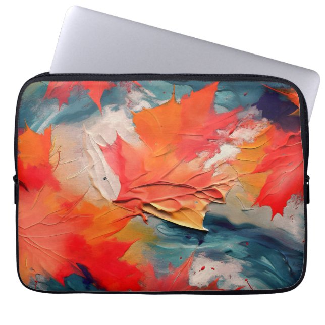 Leaves In The Wind – Abstract Autumn Motion ラップトップスリーブ (正面)