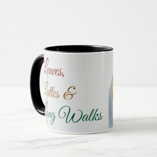 Leaves, Lattes and Long Walks Mug マグカップ (正面左)