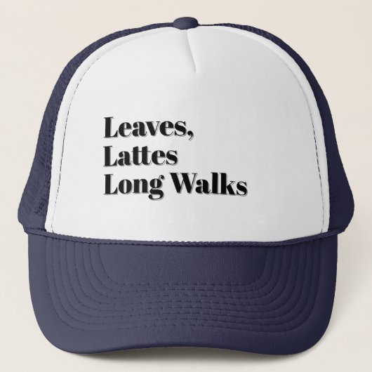 Leaves, Lattes & Long Walks キャップ (正面)