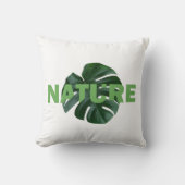 leaves monstera on white  throw pillow クッション (正面)