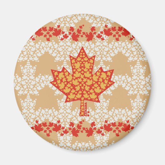 LEAVES ON LEAVES (CANADA FLAG) BY MASANSER マグネット (正面)