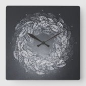 leaves prints in circle スクエア壁時計 (正面)