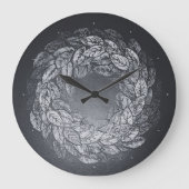 leaves prints in circle ラージ壁時計 (正面)