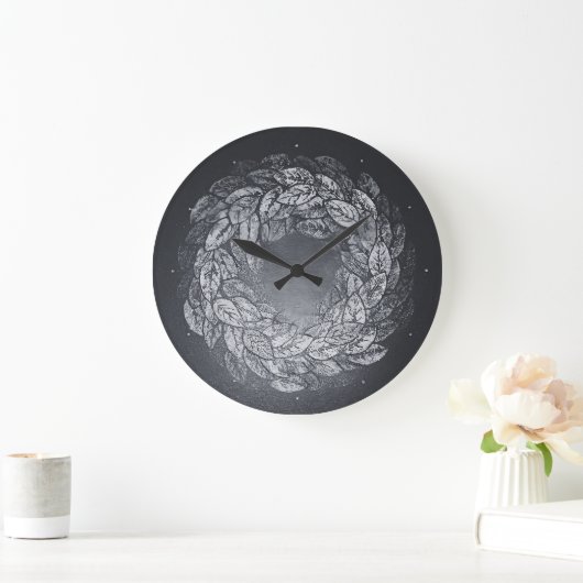 leaves prints in circle ラージ壁時計 (ホーム)