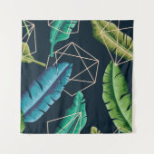 Leaves seamless pattern with abstract polygonal li タペストリー (正面(横))