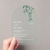 Leaves Watercolor Flowers Clear Arch アクリル招待状 (インサイチュ (ポータブル))