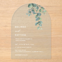 Leaves Watercolor Flowers Clear Arch アクリル招待状