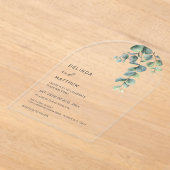 Leaves Watercolor Flowers Clear Arch アクリル招待状 (レイダウン)