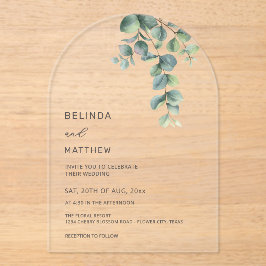 Leaves Watercolor Flowers Clear Arch アクリル招待状