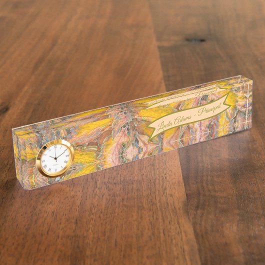 LEAVES/YELLOW, GREEN AND PEACHY PINK/PERSONALIZED デスクネームプレート (側面)