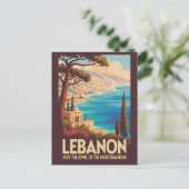 Lebanon Landscape Illustration Travel Art Vintage ポストカード (スタンド正面)