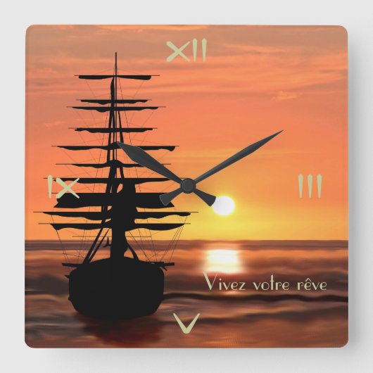 Lebe deinen Traum Uhr スクエア壁時計 (正面)