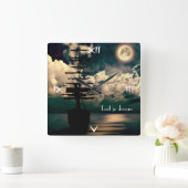 Lebe deinen Traum Uhr スクエア壁時計 (ホーム)