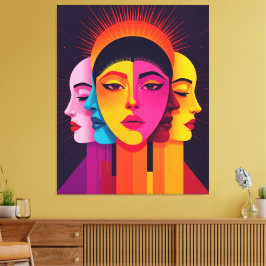 Lebendige abstrakte geometrische Köpfe キャンバスプリント