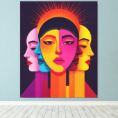 Lebendige abstrakte geometrische Köpfe キャンバスプリント (インサイチュ (ウッドフロア))