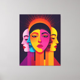 Lebendige abstrakte geometrische Köpfe キャンバスプリント