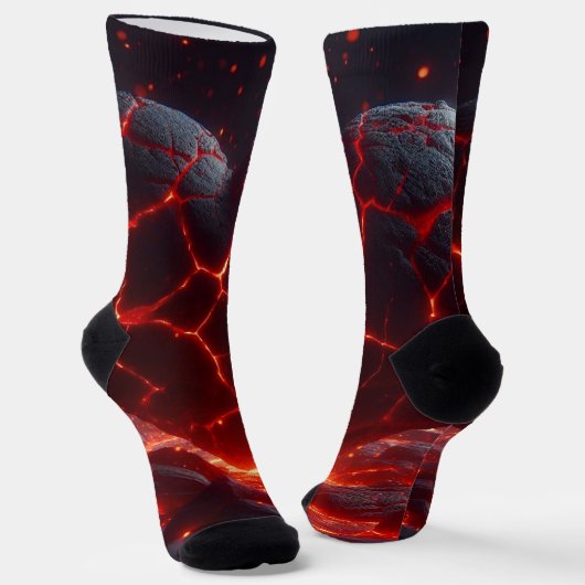 Lebendige Abstrakte Lava Herz Socken ソックス (傾斜あり)