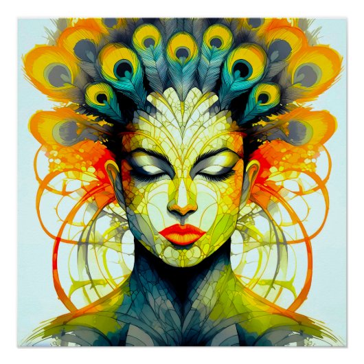 Lebendige Pfauenfeder-Schönheit Verschmelzung ポスター (正面)